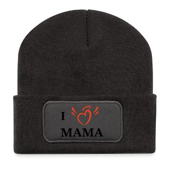 Ich liebe Mama - Recycelte Patch Beanie - Dunkelgrau - Vorne