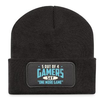 5 Out Of 4 Gamers One More Game Humor - Recycled Patch Beanie - dark grey - Front
