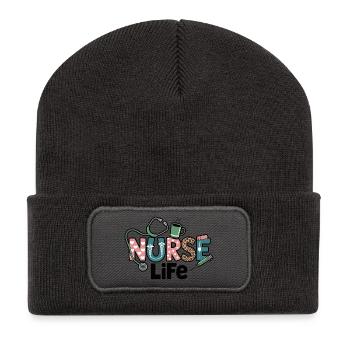 Cadeau pour Nurse Life : Cadeau - Beanie recyclé à patch - charbon - Devant