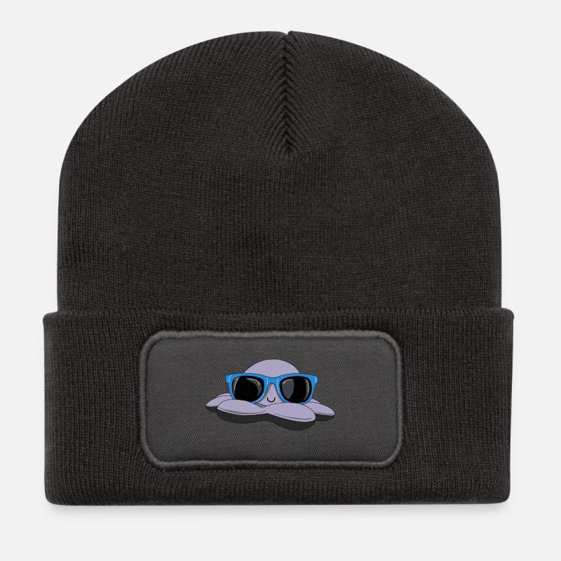 Pieuvre d’été - Beanie recyclé à patch - charbon