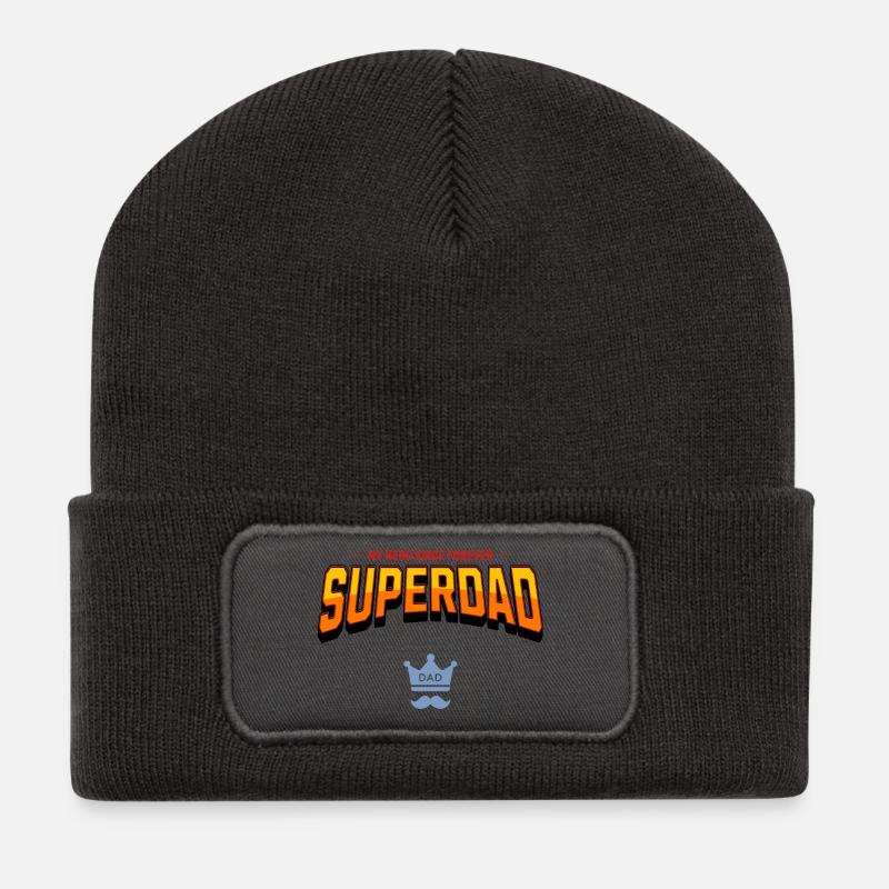 Superpapa - Beanie recyclé à patch - charbon
