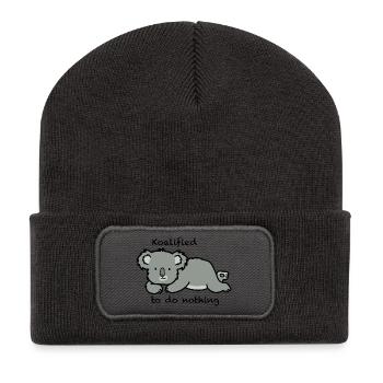 Cute Koala - Koalified to do nothing - Recycled Patch Beanie - dark grey - Front