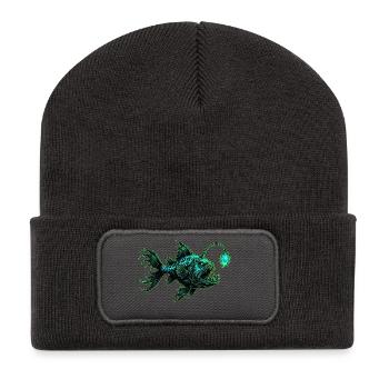 Apportez votre propre lumière – Poisson-grenouille des profondeurs - Beanie recyclé à patch - charbon - Devant