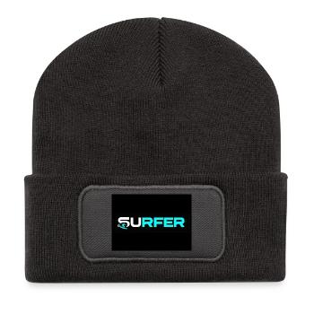 Surfer Neon Text Logo - Recycled Patch Beanie - dark grey - Front