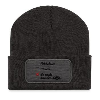 Statut matrimoniale - 047 - Beanie recyclé à patch - charbon - Devant