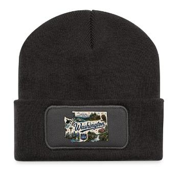Washington State Mount Rainier Vintage-Aufkleber - Recycelte Patch Beanie - Dunkelgrau - Vorne