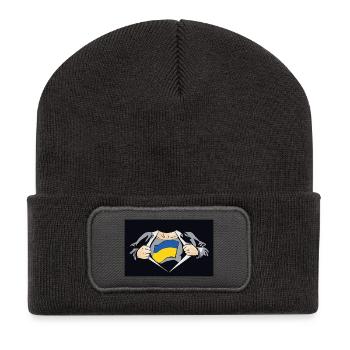 Ukraine-Superhelden-Ukraine-Flagge - Recycelte Patch Beanie - Dunkelgrau - Vorne