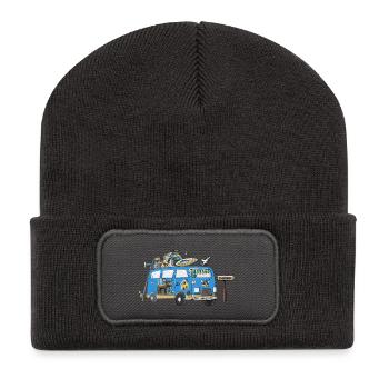 Schweden Camper Motiv Vanlife Camping Urlaub - Recycelte Patch Beanie - Dunkelgrau - Vorne