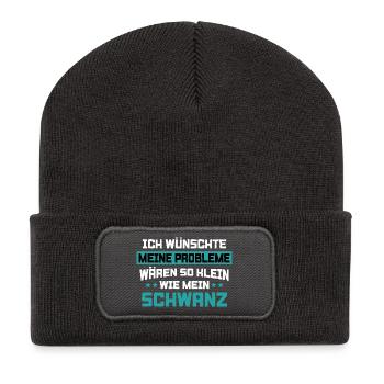 Meine Probleme So Klein Wie Mein Schwanz  - Recycelte Patch Beanie - Dunkelgrau - Vorne