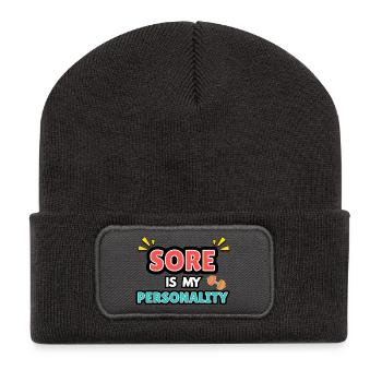 Meine Persönlichkeit ist wund. - Recycelte Patch Beanie - Dunkelgrau - Vorne