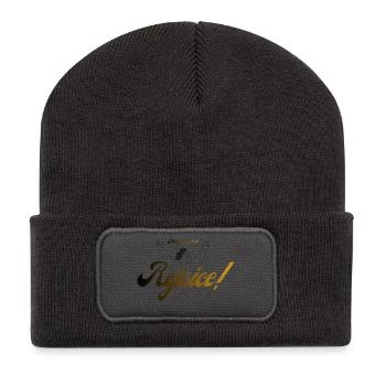 Freue dich immer im Herrn - Recycelte Patch Beanie - Dunkelgrau - Vorne