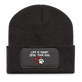 Hundeliebhaber Haustiereltern Hundemama Papa Fell Mama Kunst - Recycelte Patch Beanie - Dunkelgrau - Vorne