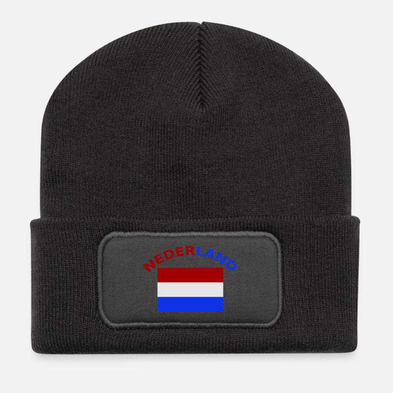 Hollande, Pays-Bas, drapeau, drapeau - Beanie recyclé à patch - charbon