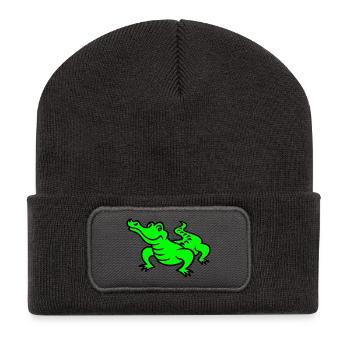 Crocodile (a) - Recycelte Patch Beanie - Dunkelgrau - Vorne