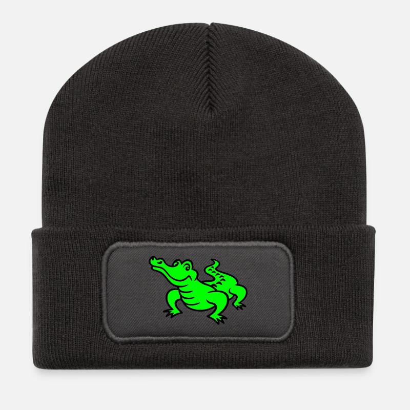 Crocodile (a) - Recycelte Patch Beanie - Dunkelgrau