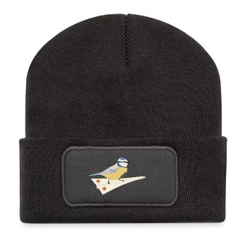 Blaumeise Papierflieger - Recycelte Patch Beanie - Dunkelgrau - Vorne
