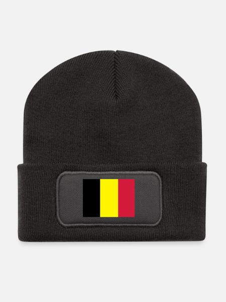 drapeau belge - Beanie recyclé à patch - charbon