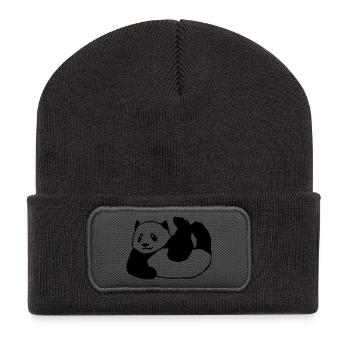Panda, Bär,Tier, - Recycelte Patch Beanie - Dunkelgrau - Vorne