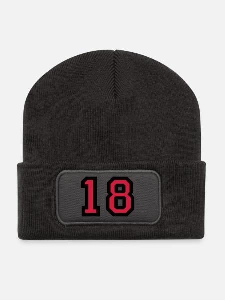 Le numéro 18 - numéro dix-huit - Beanie recyclé à patch - charbon