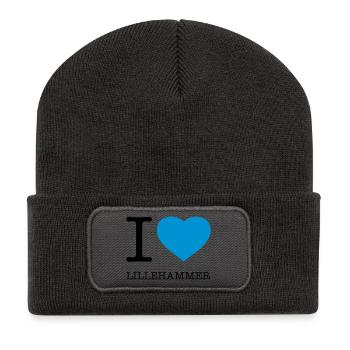 I LOVE LILLEHAMMER Norwegen - Recycelte Patch Beanie - Dunkelgrau - Vorne