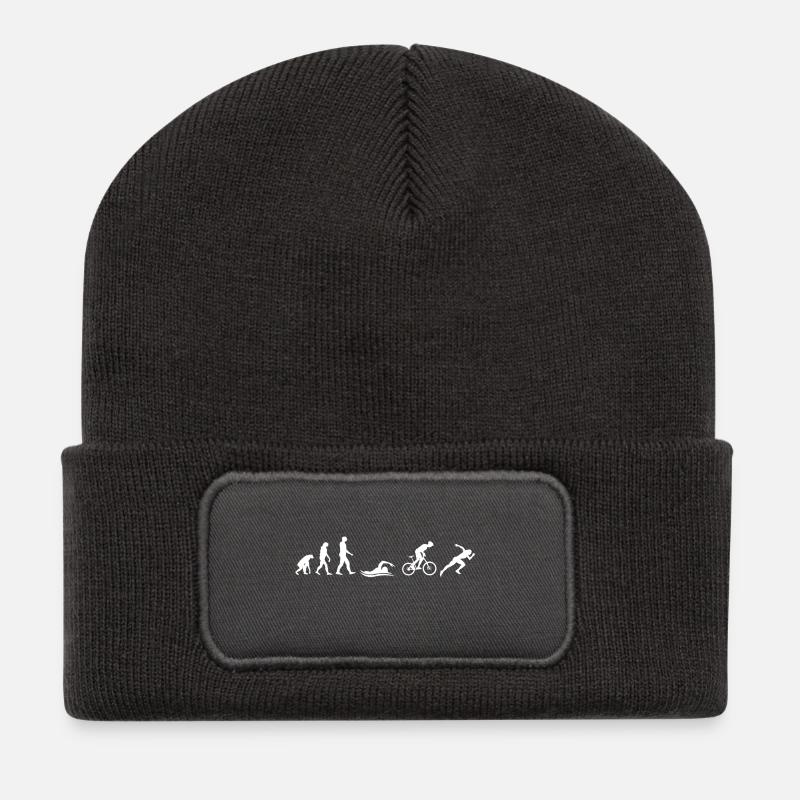 Triathlon T-Shirt · Evolution · Triathlet · Sport - Recycelte Patch Beanie - Dunkelgrau