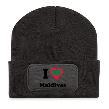 I love Maldives - J'aime Maldives - Beanie recyclé à patch - charbon - Devant