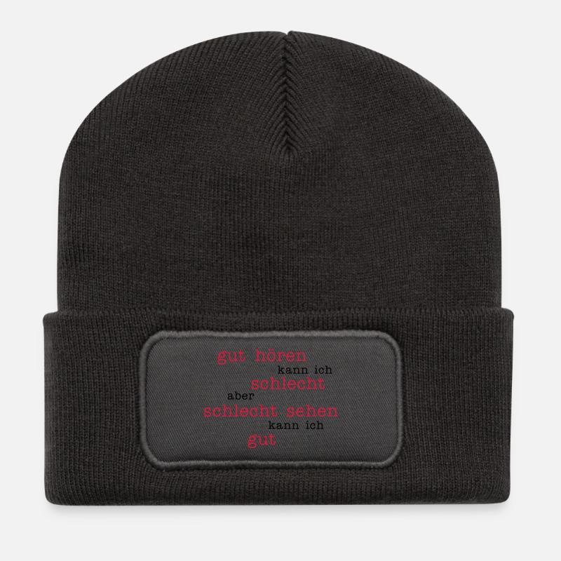 gut hören - schlecht sehen - Recycelte Patch Beanie - Dunkelgrau