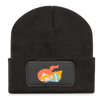 Flying superheroine - Recycled Patch Beanie - dark grey - Front
