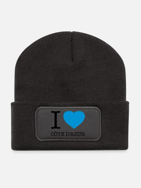 I LOVE COTE D'AZUR France Frankreich - Recycelte Patch Beanie - Dunkelgrau