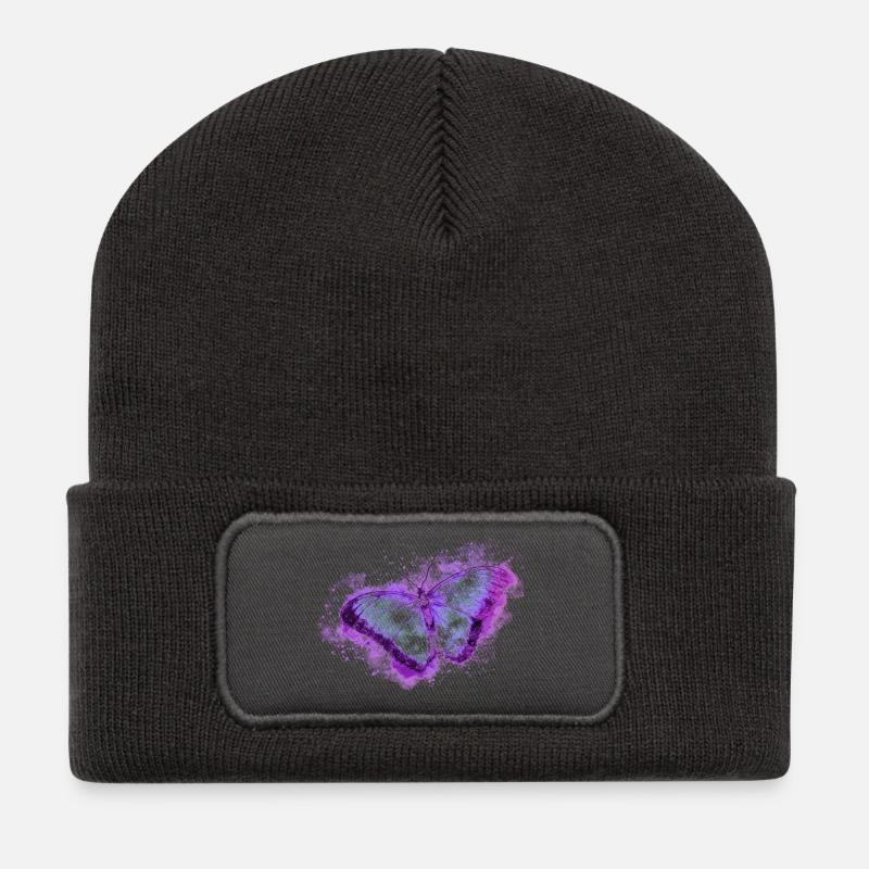 Schmetterling - Recycelte Patch Beanie - Dunkelgrau