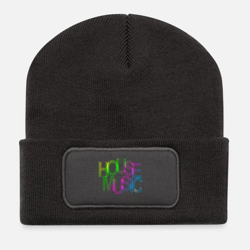 House Music - Recycelte Patch Beanie - Dunkelgrau