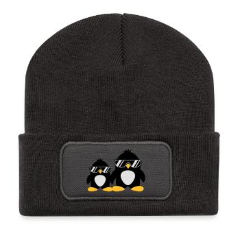 Cool Penguin Dad And Boy - Recycled Patch Beanie - dark grey - Front