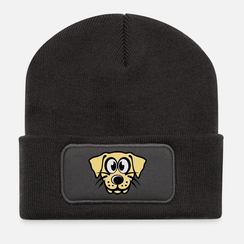 lustiger Hund Cartoon Tiere 2310 - Recycelte Patch Beanie - Dunkelgrau