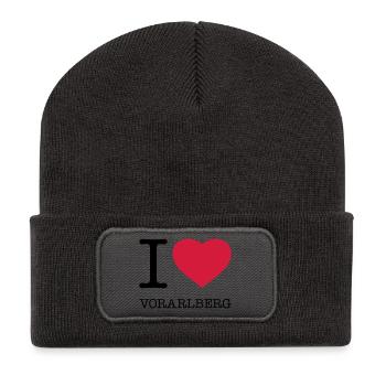 I LOVE VORARLBERG Austria Österreich - Recycelte Patch Beanie - Dunkelgrau - Vorne