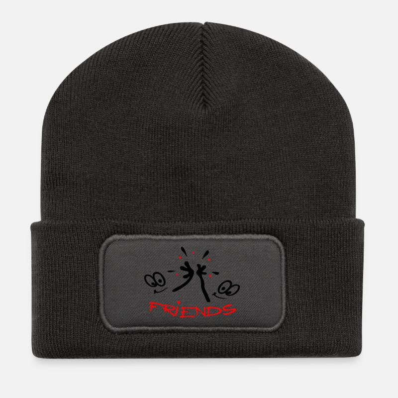 Freunde, Friends, Comic - Recycelte Patch Beanie - Dunkelgrau