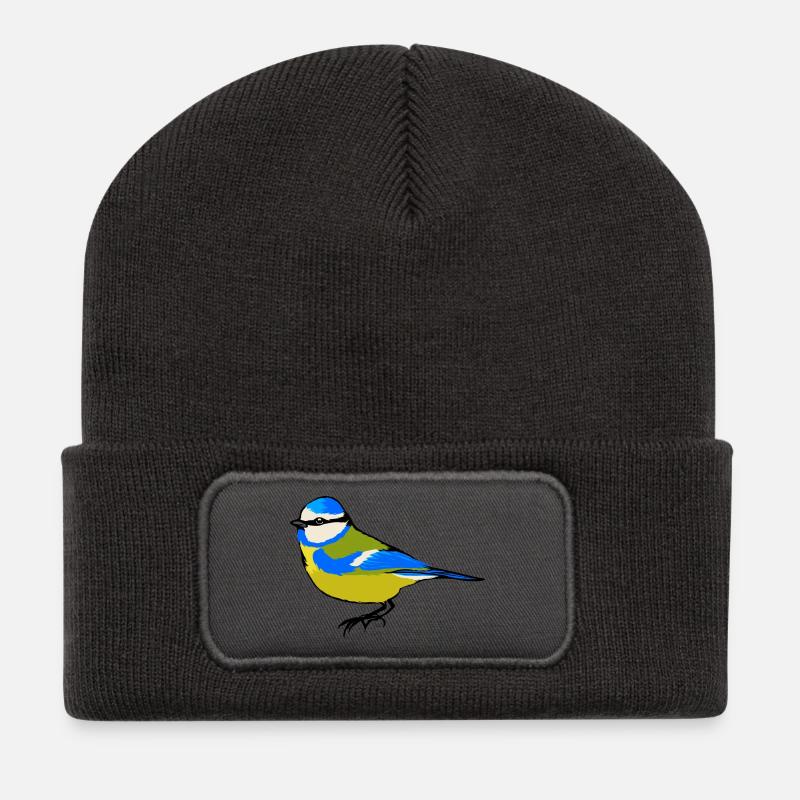 Süße Blaumeise – Vogel Meise Singvögel Gartenvögel - Recycelte Patch Beanie - Dunkelgrau