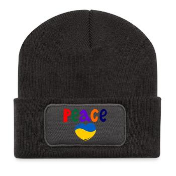 Paix du cœur pour l’Ukraine colorée Paix - Beanie recyclé à patch - charbon - Devant