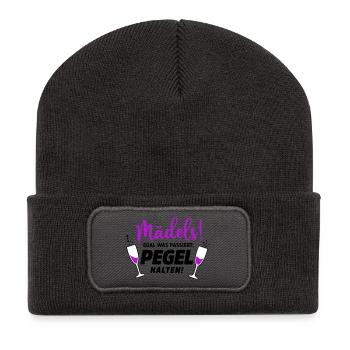 Mädels Party Sekt - Recycelte Patch Beanie - Dunkelgrau - Vorne