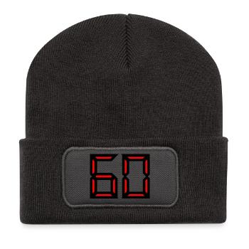60. 60 ANS. 60e ANNIVERSAIRE. ANNIVERSAIRE 60 ANS. - Beanie recyclé à patch - charbon - Devant
