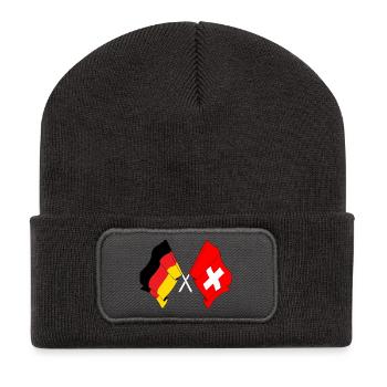 Drapeau de l’Allemagne et drapeau de la Suisse - Beanie recyclé à patch - charbon - Devant