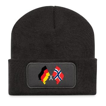 Drapeau de l’Allemagne et drapeau de la Norvège - Beanie recyclé à patch - charbon - Devant