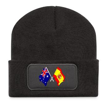 Deux drapeaux croisés de l’Australie et du drapeau de l’Espagne - Beanie recyclé à patch - charbon - Devant