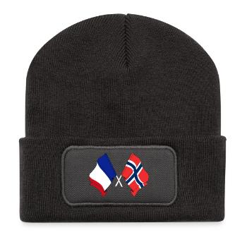 Flagge von Frankreich und Flagge Norwegen - Recycelte Patch Beanie - Dunkelgrau - Vorne