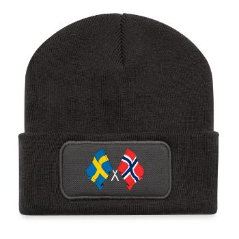Flagge Schweden, Flagge Norwegen - Recycelte Patch Beanie - Dunkelgrau - Vorne