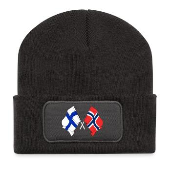 Drapeau de la Finlande, drapeau de la Norvège - Beanie recyclé à patch - charbon - Devant