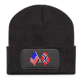 Flag USA, Flag Norway - Recycled Patch Beanie - dark grey - Front