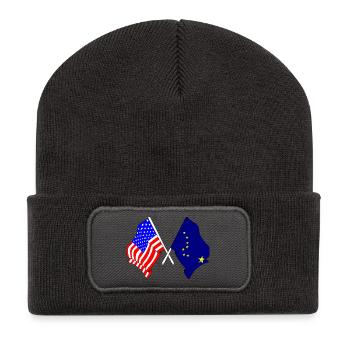 USA flag and Alaska flag - Recycled Patch Beanie - dark grey - Front