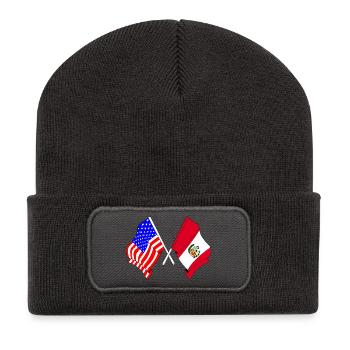 Flag USA and flag Peru - Recycled Patch Beanie - dark grey - Front
