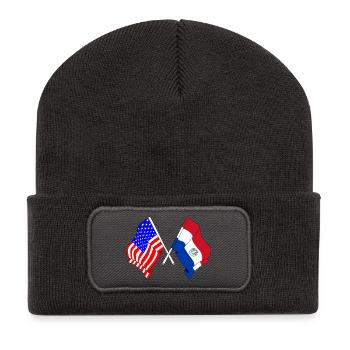 Flag USA, flag Paraguay - Recycled Patch Beanie - dark grey - Front