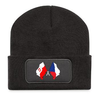 Flagge Polen, Tschechische Republik - Recycelte Patch Beanie - Dunkelgrau - Vorne